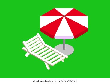 recliner and beach parasol red white