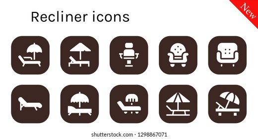  recliner icon set. 10 filled recliner icons. Simple modern icons about  - Sunbed, Armchair, Deck chair