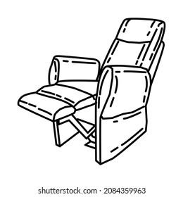 Recliner Part of Furniture and Home Interior Hand Drawn Icon Set Vector.