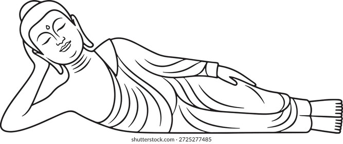 Reclining Buddha Silhouette Icon Vector Resting Meditating Spiritual Meditation Peace Enlightenment Logo Symbol Sign Illustration
