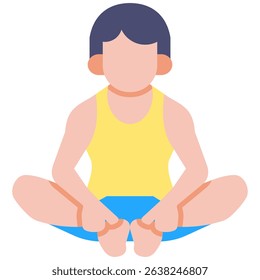 Reclining Butterfly Pose Icon Flat Vector Illustration