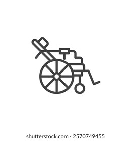 Reclining Wheelchair line icon. linear style sign for mobile concept and web design. Wheelchair with adjustable backrest outline vector icon. Symbol, logo illustration. Vector graphics