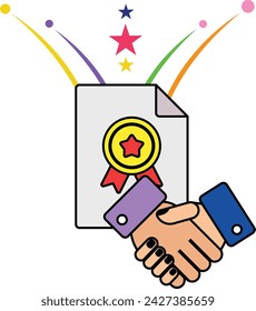 Reconocimiento y apreciación Concepto de certificado, amalgama o fusión vector icono diseño, mejora de sí mismo en el lugar de trabajo Símbolo, motivación empresarial Signo, comportamiento dirigido a objetivos ilustración de stock