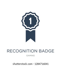 recognition badge icon vector on white background, recognition badge trendy filled icons from Gaming collection, recognition badge vector illustration