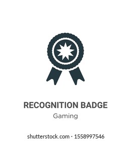 Recognition badge vector icon on white background. Flat vector recognition badge icon symbol sign from modern gaming collection for mobile concept and web apps design.
