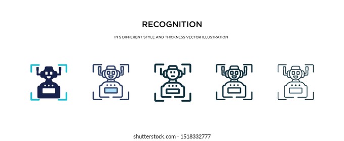 recognition icon in different style and thickness vector illustration. two colored and black recognition vector icons in filled, outline, line, stroke style can be used for web, mobile, ui