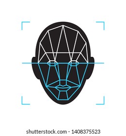 Recognition icon. Face id identity biometric verification sign. Authentication technology mobile phone, smartphone, other devices.
