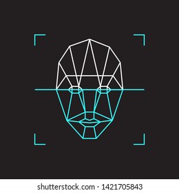 Recognition icon. Face id identity biometric verification sign. Authentication technology mobile phone, smartphone, other devices.