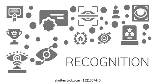 recognition icon set. 11 filled recognition icons.  Collection Of - Merit, Reward, Award, Awards, Eye scan, Bionic eye
