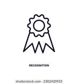 icono de reconocimiento. Icono de reconocimiento de línea delgada de ai y futura colección de tecnología. Vector de contorno aislado en fondo blanco. El símbolo de reconocimiento modificable se puede usar en web y móvil