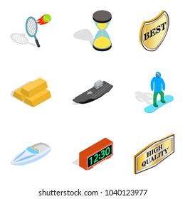 Recognition icons set. Isometric set of 9 recognition vector icons for web isolated on white background
