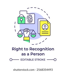 Recognition right multi color concept icon. Personal information, biometrics. Round shape line illustration. Abstract idea. Graphic design. Easy to use in infographic, presentation