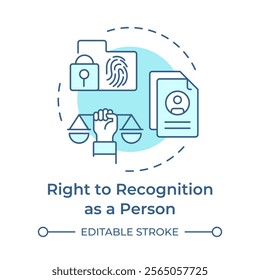 Recognition right soft blue concept icon. Personal information, biometric system. Round shape line illustration. Abstract idea. Graphic design. Easy to use in infographic, presentation