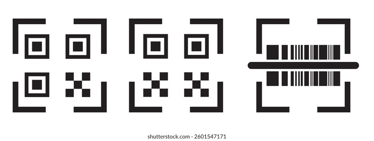 Recognition, scan identification icon set. Face security, id biometric icons collection. Vector