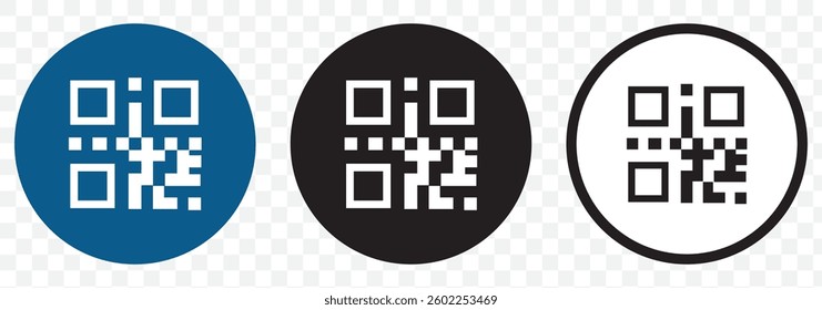 Recognition, scan identification icon set. Face security, id biometric icons collection. Vector. QR code scan, Barcode Scan and Face Recognition icon set. EPS 10.
