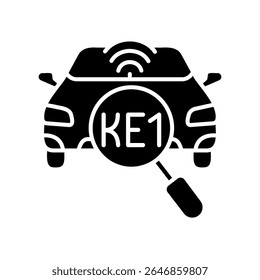 Ícone preto plano das placas do veículo de reconhecimento. Elemento isolado do vetor. Traçado editável.