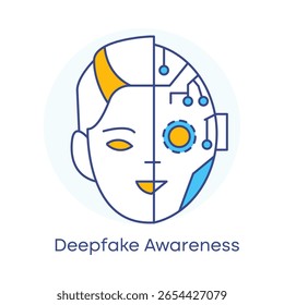 Reconhecendo Deepfakes e AI Ícone de Desinformação com traço editável
