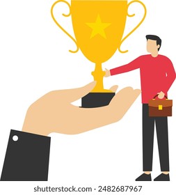 Recognizing employee success, cheering or honoring concept of success or achievement encourages and motivates best performance, wins the trust of entrepreneurs who join hands to get star award.