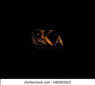 Recolor Initial KA letter luxury beauty flourishes ornament monogram logo