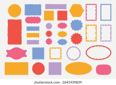 Recolorable scalloped borders. Vector set of zigzag border frames