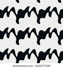 Padrão de onda abstrata sem emenda recolorível. Fundo preto e branco minimalista. Padrão de repetição redimensionável para impressão