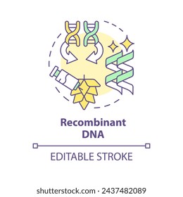 Recombinant DNA multi color concept icon. Genome sequencing, rna interference. Crop improvement. Round shape line illustration. Abstract idea. Graphic design. Easy to use in article, blog post