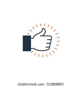 Recommend concept, approval sign, customer service experience, like hand thumb up icon, satisfaction, loyalty and warranty, vector illustration