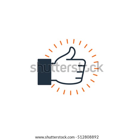 Recommend concept, approval sign, customer service experience, like hand thumb up icon, satisfaction, loyalty and warranty, vector illustration