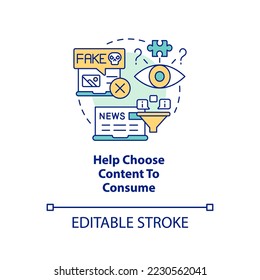Recommend content to consume concept icon. Help kids to stop doomscrolling tip abstract idea thin line illustration. Isolated outline drawing. Editable stroke. Arial, Myriad Pro-Bold fonts used