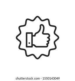 Recommend icon. Premium quality, best choice, certified, approved, positive review concepts. Simple thin line design. Vector icon