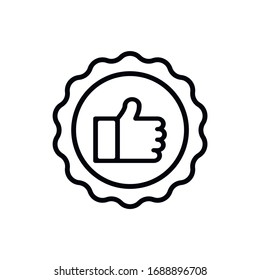 Recommend icon. Premium quality, best choice, certified, approved, positive review concepts. Simple thin line design. Vector icon EPS10
