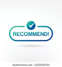 Icono de recomendación. Etiqueta blanca recomendada sobre fondo verde 