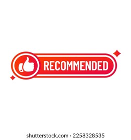 Recommend label, sticker or tag. Vector thumb up sign, red color origami paper banners. Speech bubble for approved quality guarantee