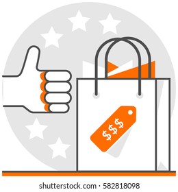 Recommend Products - Infographic Icon Elements from E-Commerce Set. Flat Thin Line Icon Pictogram for Website and Mobile Application Graphics.