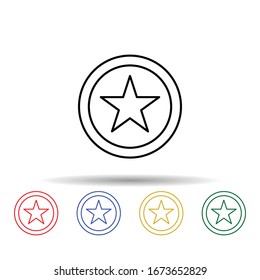Recommend video multi color icon. Simple thin line, outline vector of online and web icons for ui and ux, website or mobile application