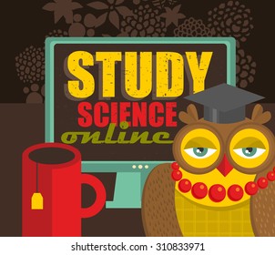 Recommendation banner to study science on-line. Vector illustration.
