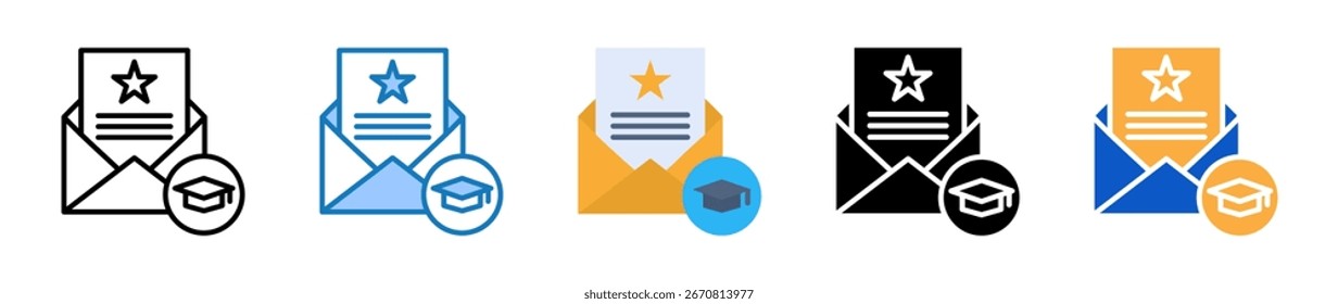 Recomendação Carta ícones de estilo múltiplo definir ilustração de vetor de design.