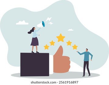 Recommendation, like or business feedback, office reputation, customer feedback or announce best quality promotion,business concept.flat character.