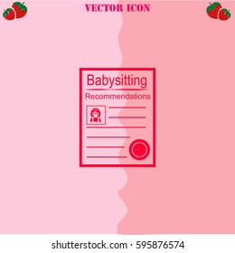 Recommendation list vector  icon. Strawberry Background.