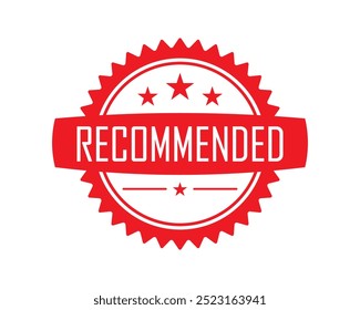 Recommendation stamp sign label, circle and star vector. Icon, sign, label, symbol, stamp, quality, seal, sticker. Can use for infographic, banner, poster, web design. Isolated on white background. 