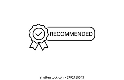 Recommendations. Certify line icon. Recommended. Concept of happy client. Vector on isolated white background. EPS 10.