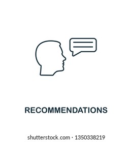 Recommendations icon. Thin line design symbol from business ethics icons collection. Pixel perfect recommendations icon for web design, apps, software, print usage.
