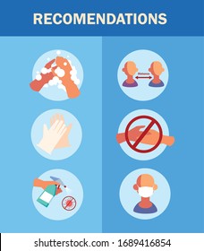 recommendations for prevent the spread of covid 19 vector illustration design