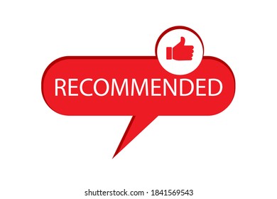 Recommendations vector badge. The stamp of the best product. Thumb up icon. Stock image.