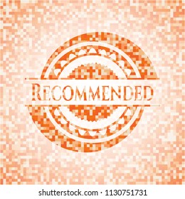 Recommended abstract orange mosaic emblem with background