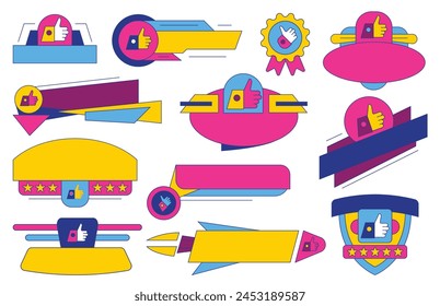Recommended badge banner collection. Set of banner recommended with thumbs up. Collection of advertising badges with like