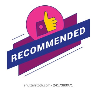 Recommended badge banner. Banner recommended with thumbs up. Advertising badges with like