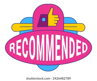 Recommended badge banner. Banner recommended with thumbs up. Advertising badges with like