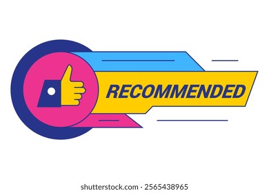 Recommended badge banner. Banner recommended with thumbs up. Advertising badges with like