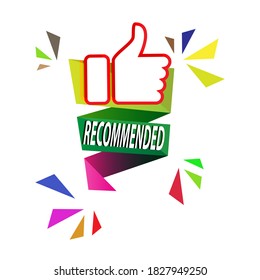Recommended Banner. Thumbs up. Vector illustration